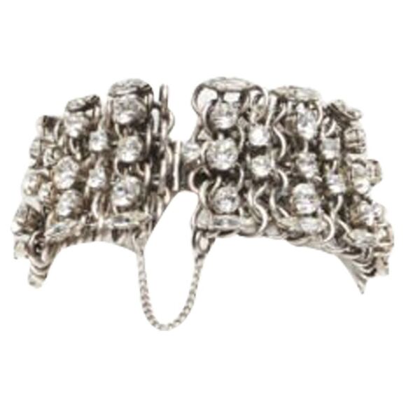 Saint Laurent Grunge Punk crystal silver chain bracelet cuff - Picture 1 of 5